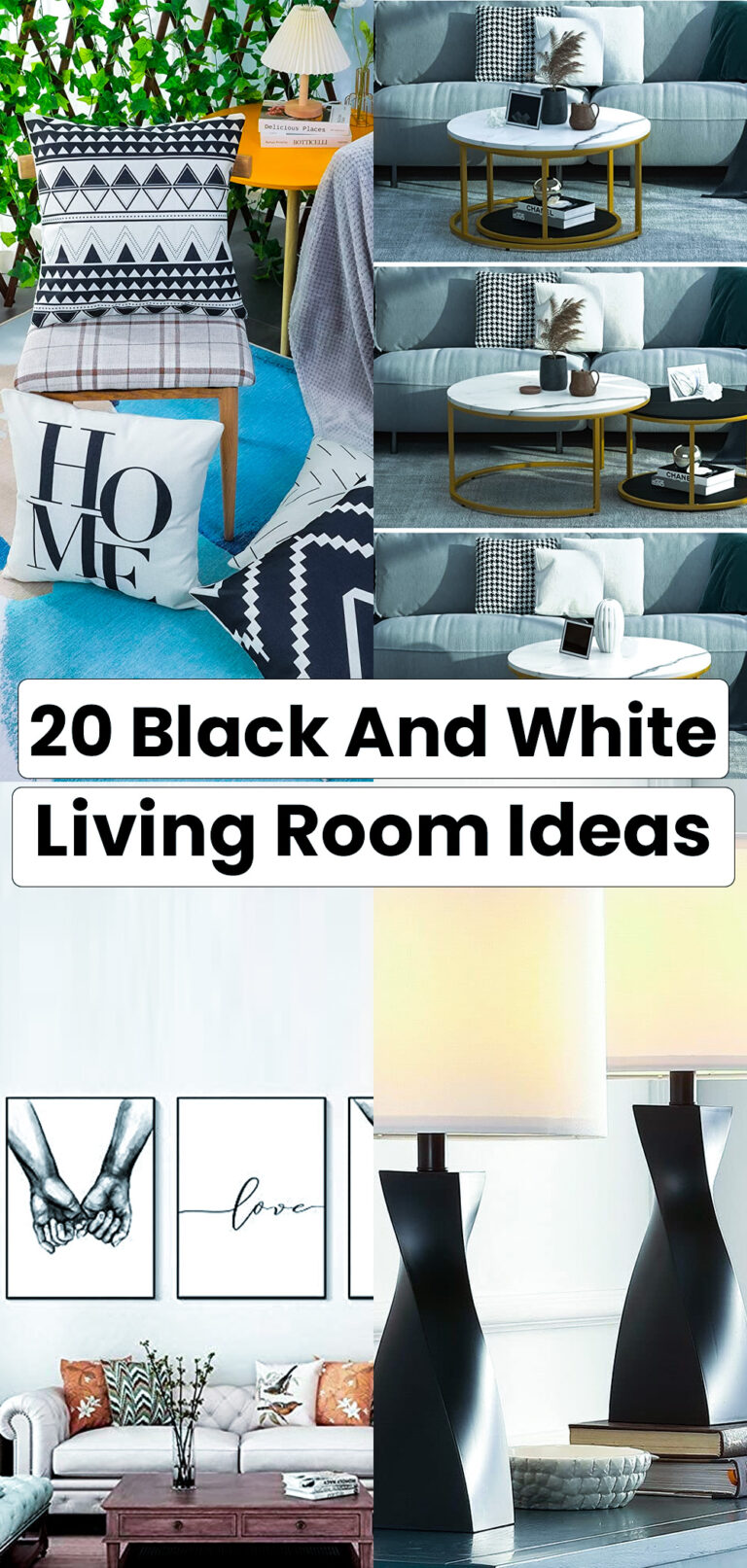 20 Black and White Living Room Ideas